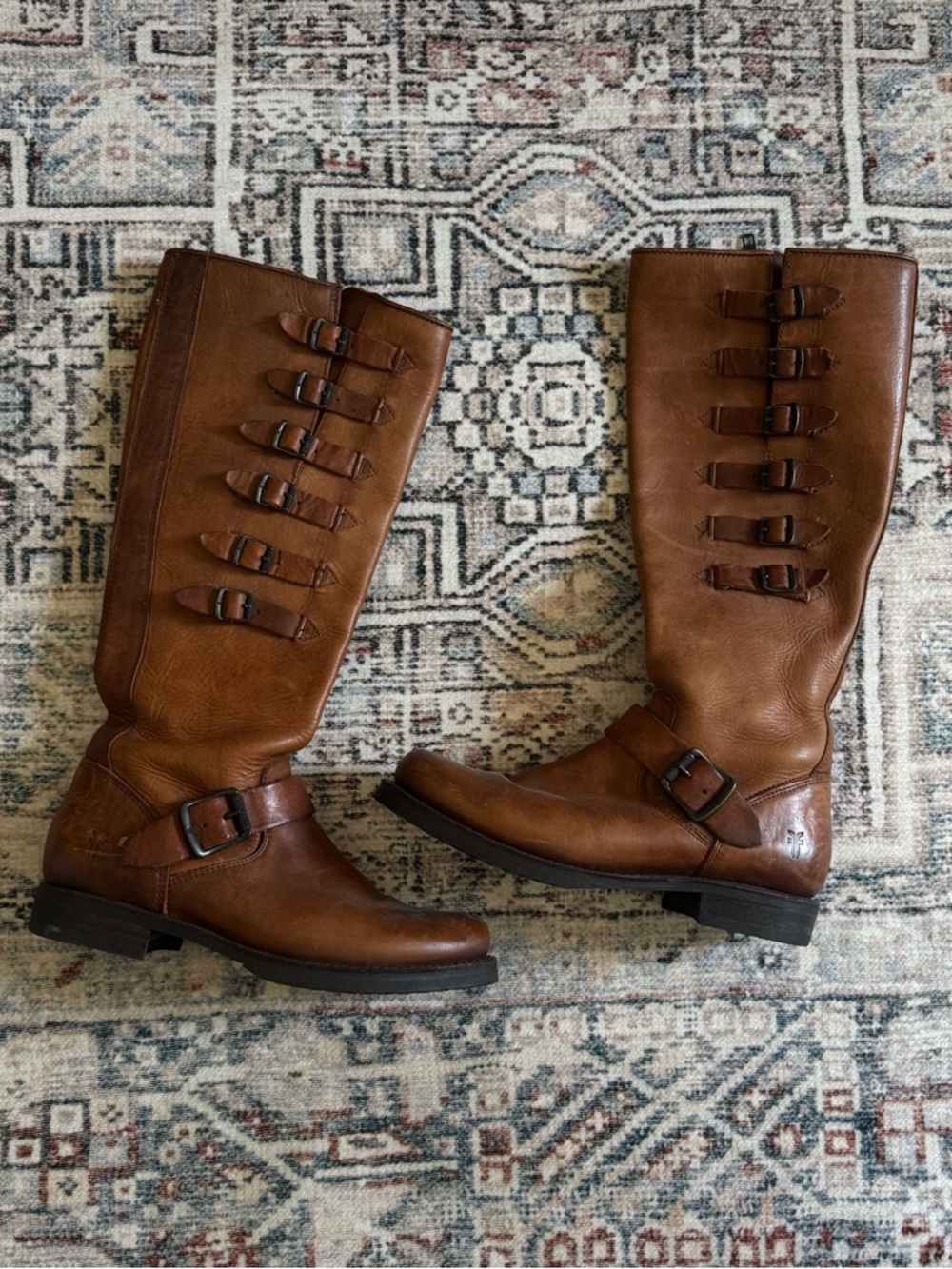 Frye Veronica Multi Strap Tall Leather Boots Size 7